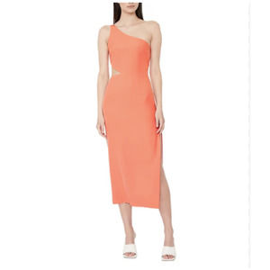 Bardot Jenna‎ Orange Midi Cocktail Dress One Shoulder